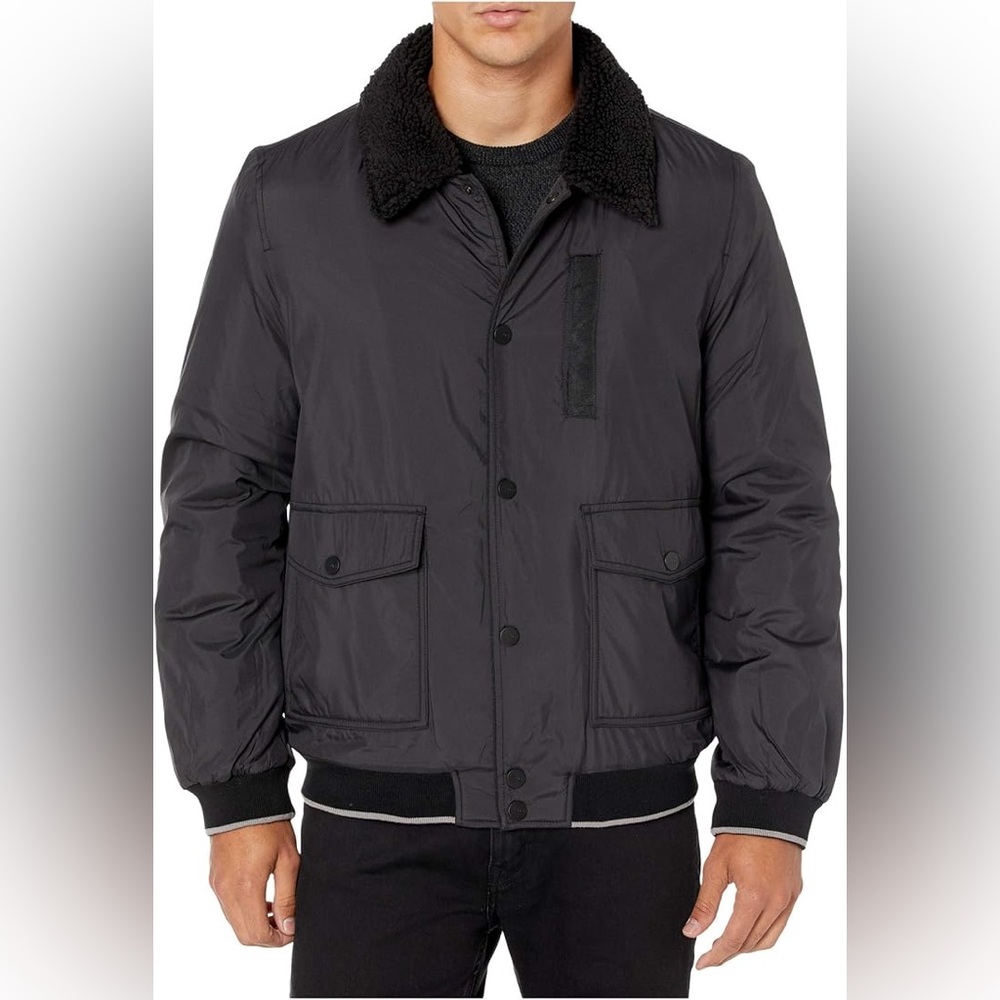 UGG Men's Ethan Bomber Jacket Sherpa Black XXL Brand NWT